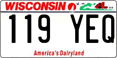 WI license plate 119YEQ