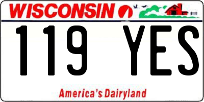 WI license plate 119YES