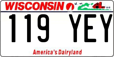 WI license plate 119YEY