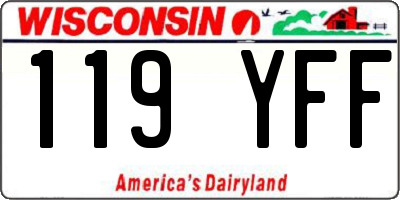 WI license plate 119YFF