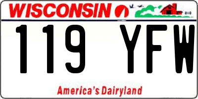 WI license plate 119YFW