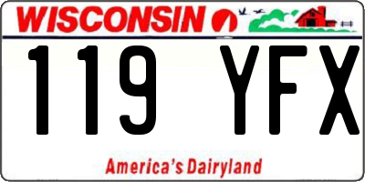 WI license plate 119YFX