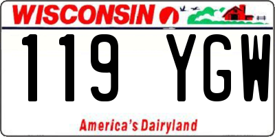 WI license plate 119YGW