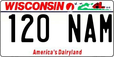 WI license plate 120NAM