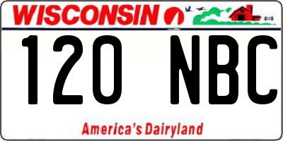 WI license plate 120NBC