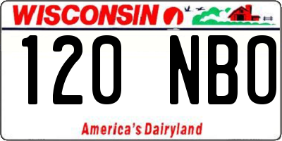 WI license plate 120NBO