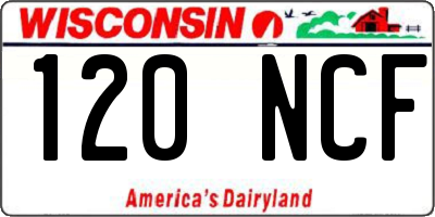 WI license plate 120NCF