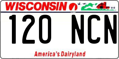 WI license plate 120NCN