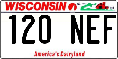 WI license plate 120NEF