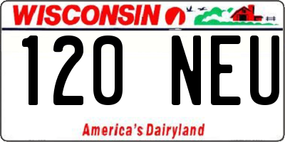 WI license plate 120NEU