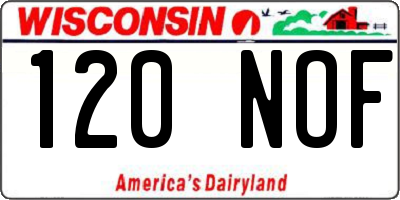 WI license plate 120NOF