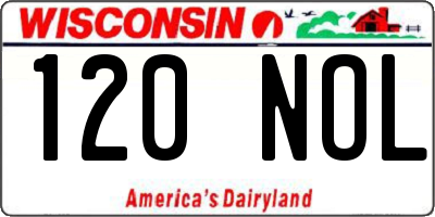 WI license plate 120NOL