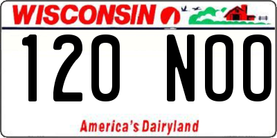 WI license plate 120NOO