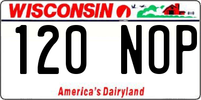 WI license plate 120NOP