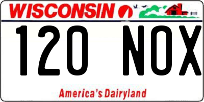 WI license plate 120NOX
