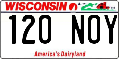 WI license plate 120NOY