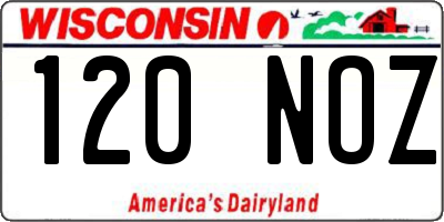 WI license plate 120NOZ