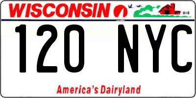 WI license plate 120NYC