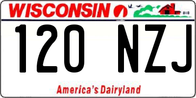 WI license plate 120NZJ