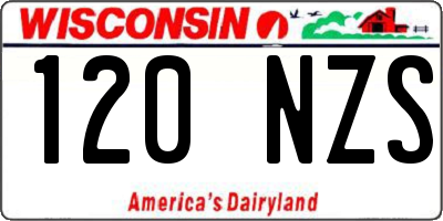 WI license plate 120NZS