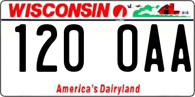 WI license plate 120OAA