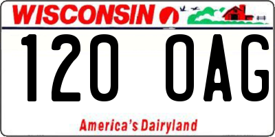 WI license plate 120OAG