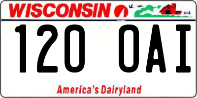 WI license plate 120OAI