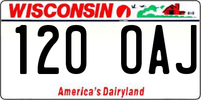 WI license plate 120OAJ