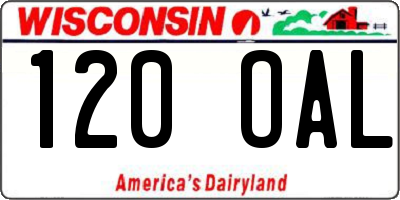 WI license plate 120OAL