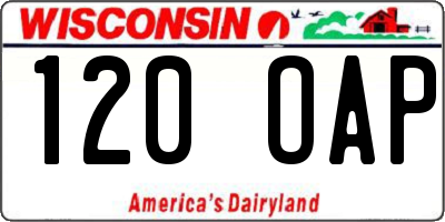 WI license plate 120OAP