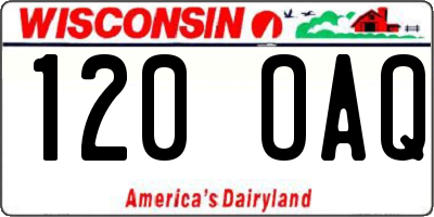 WI license plate 120OAQ