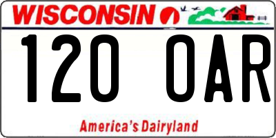 WI license plate 120OAR