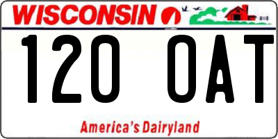 WI license plate 120OAT