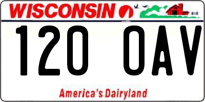 WI license plate 120OAV