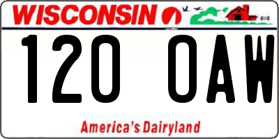 WI license plate 120OAW