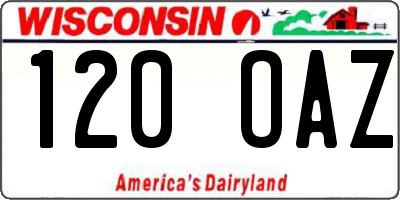 WI license plate 120OAZ
