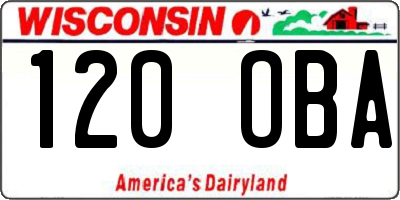 WI license plate 120OBA