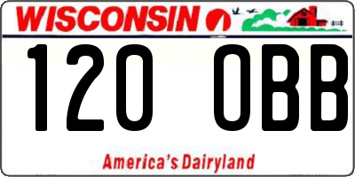 WI license plate 120OBB