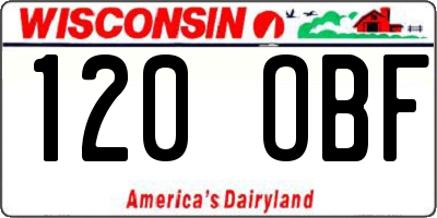WI license plate 120OBF