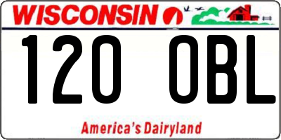 WI license plate 120OBL