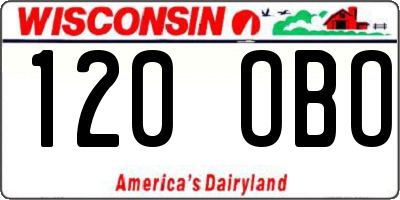 WI license plate 120OBO