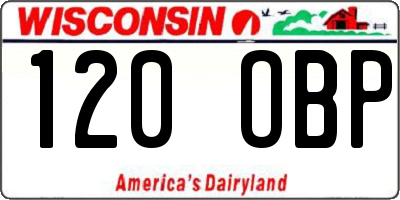 WI license plate 120OBP