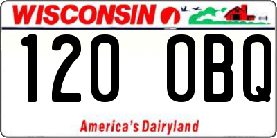 WI license plate 120OBQ
