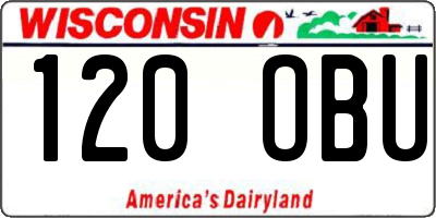 WI license plate 120OBU