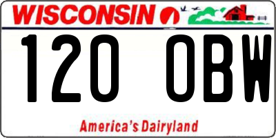 WI license plate 120OBW