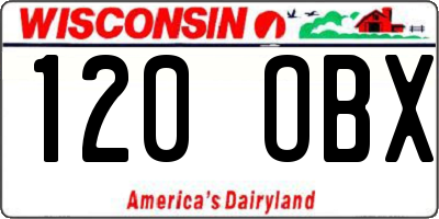 WI license plate 120OBX