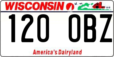 WI license plate 120OBZ