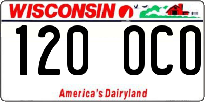 WI license plate 120OCO