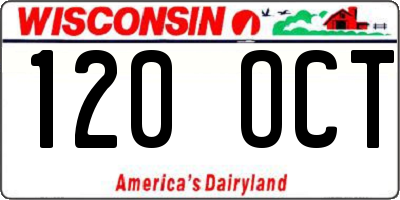 WI license plate 120OCT