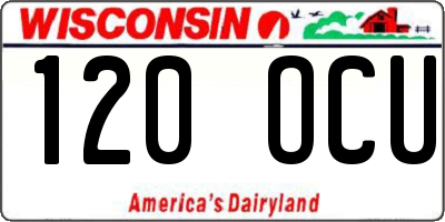 WI license plate 120OCU